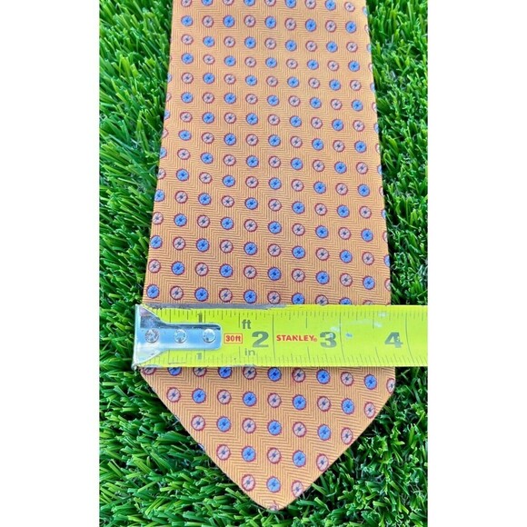 Hart Schaffner Marx 100% Silk Gold Geometric Pattern Tie - Picture 3 of 8